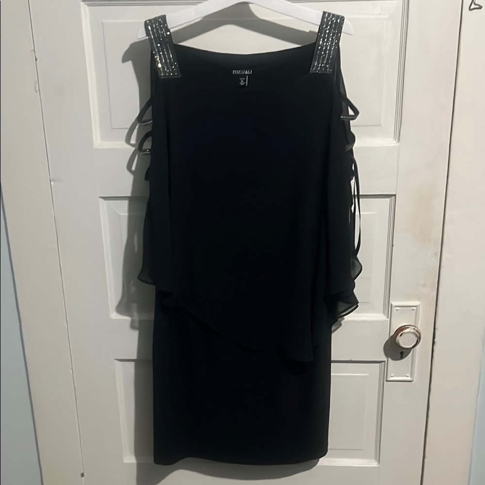 Elegant Black Top with Embellished Straps